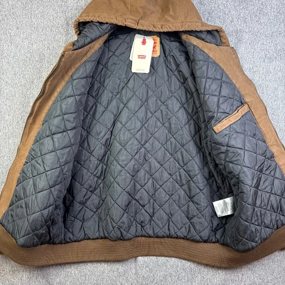 Levi's Potrero Worker Brown Hooded Trucker Jacket Quilted Lined Men's Size XXL